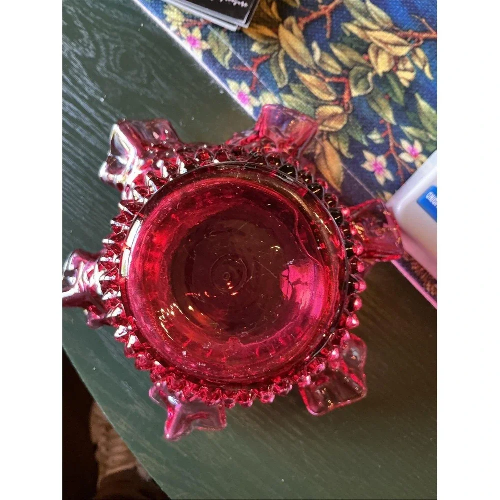 Vintage Fenton Cranberry Pink Hobnail 6.5